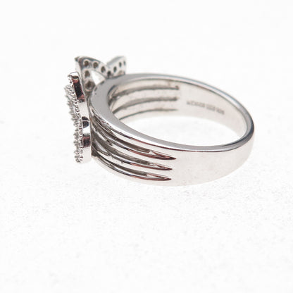 925 Sterling Silver Mexico Real Round-Cut Diamond Butterfly Ring Size 7