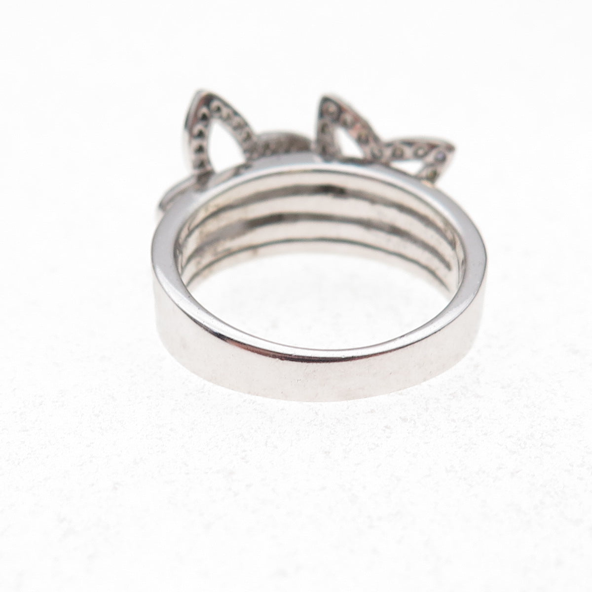 925 Sterling Silver Mexico Real Round-Cut Diamond Butterfly Ring Size 7