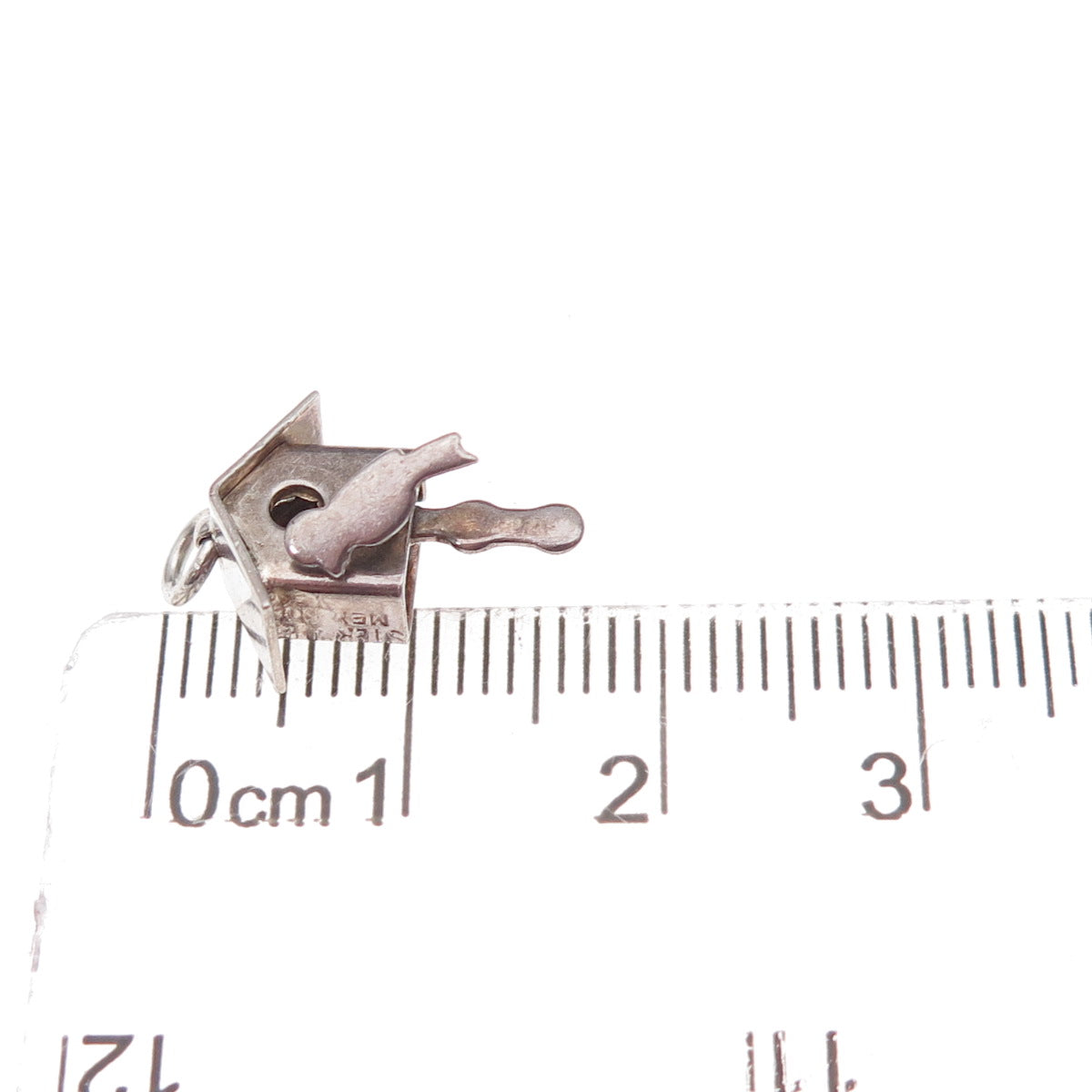 925 Sterling Silver Vintage Mexico Birdhouse Oxidized 3D Charm Pendant