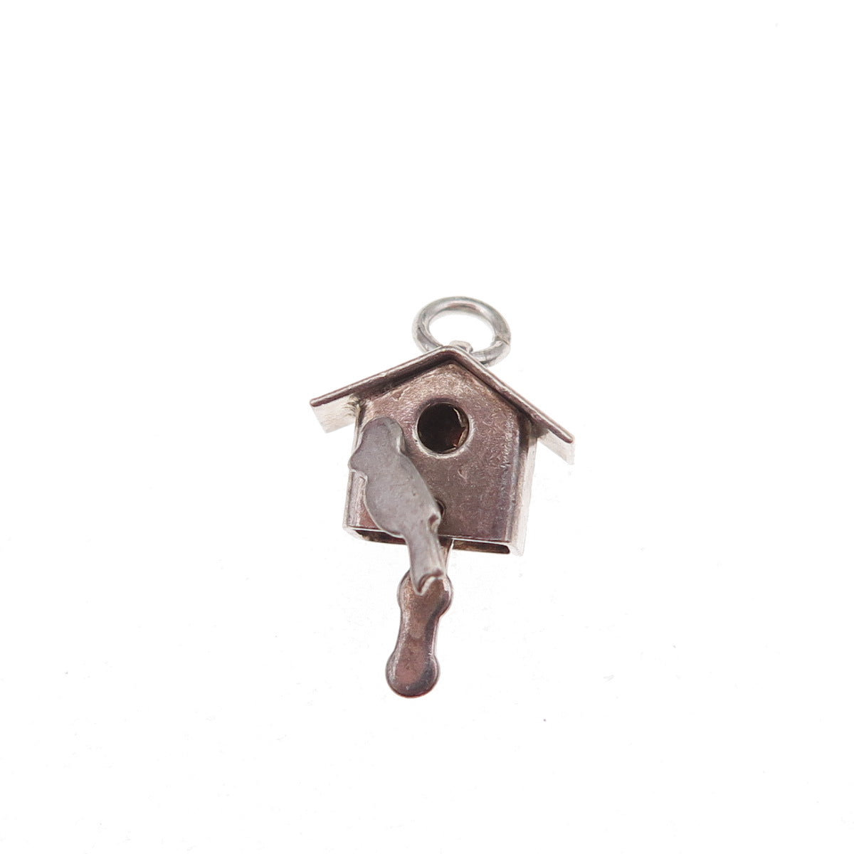 925 Sterling Silver Vintage Mexico Birdhouse Oxidized 3D Charm Pendant