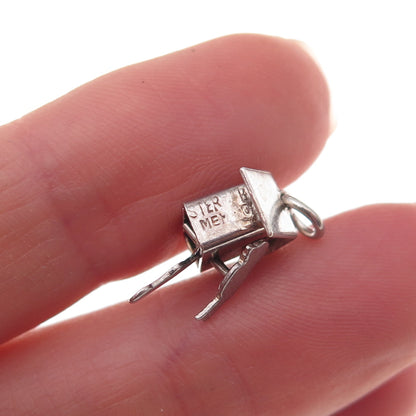 925 Sterling Silver Vintage Mexico Birdhouse Oxidized 3D Charm Pendant