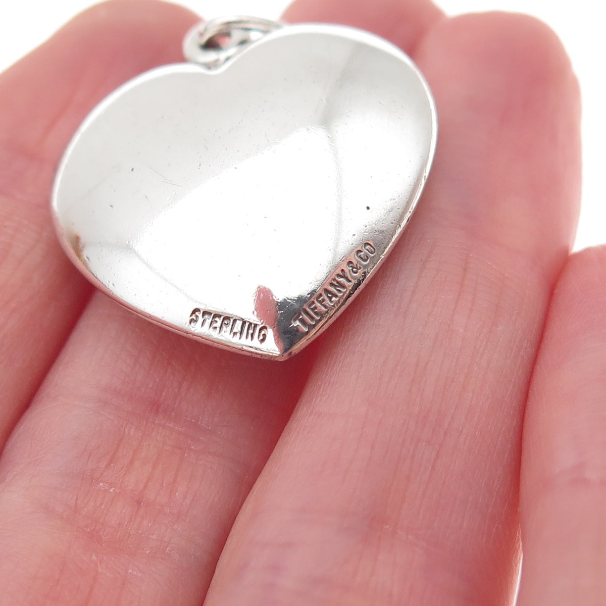 Tiffany & Co. 925 Sterling Silver Antique Art Deco Puffy Heart Charm Pendant