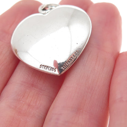 Tiffany & Co. 925 Sterling Silver Antique Art Deco Puffy Heart Charm Pendant