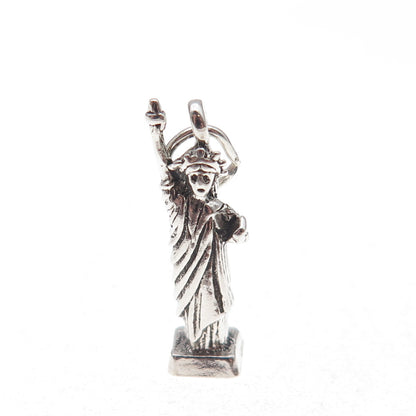 Maisels 925 Sterling Silver Vintage Statue of Liberty Oxidized 3D Charm Pendant