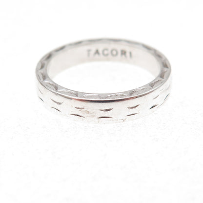 Tacori 925 Sterling Silver Etched Band Ring Size 4.25
