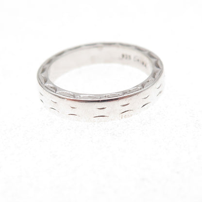 Tacori 925 Sterling Silver Etched Band Ring Size 4.25