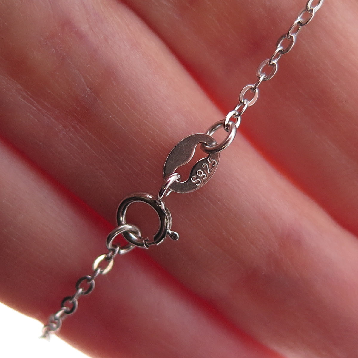 925 Sterling Silver Real Round-Cut Diamond Snowflake Cable Chain Necklace 18"