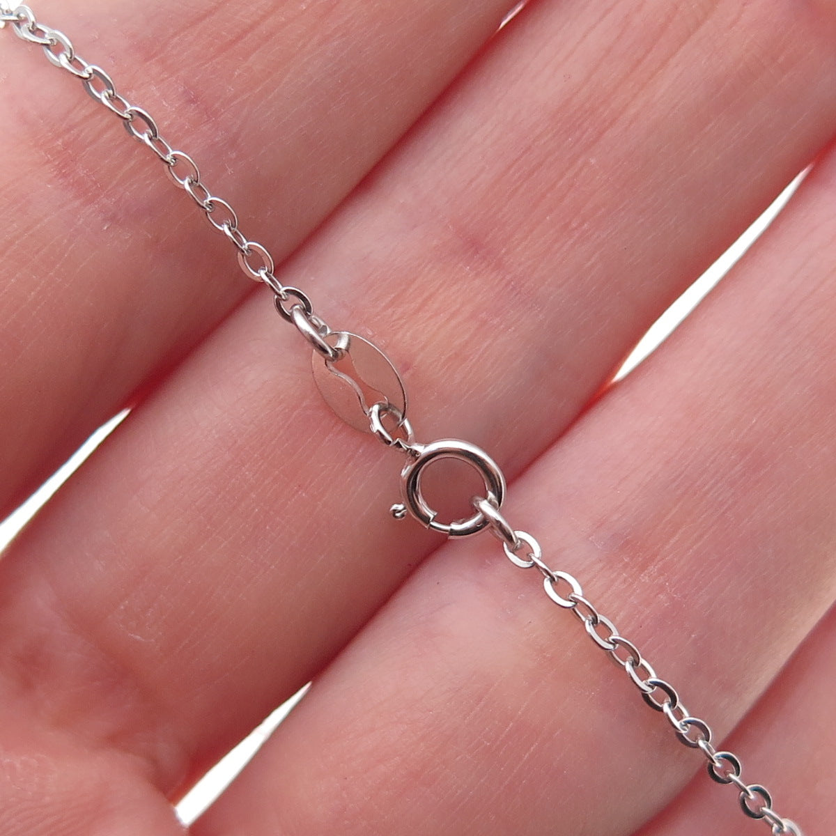 925 Sterling Silver Real Round-Cut Diamond Snowflake Cable Chain Necklace 18"