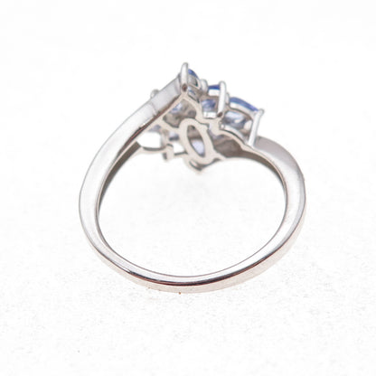 Chuck Clemency 925 Sterling Silver Real Tanzanite Floral Bypass Ring Size 8.25