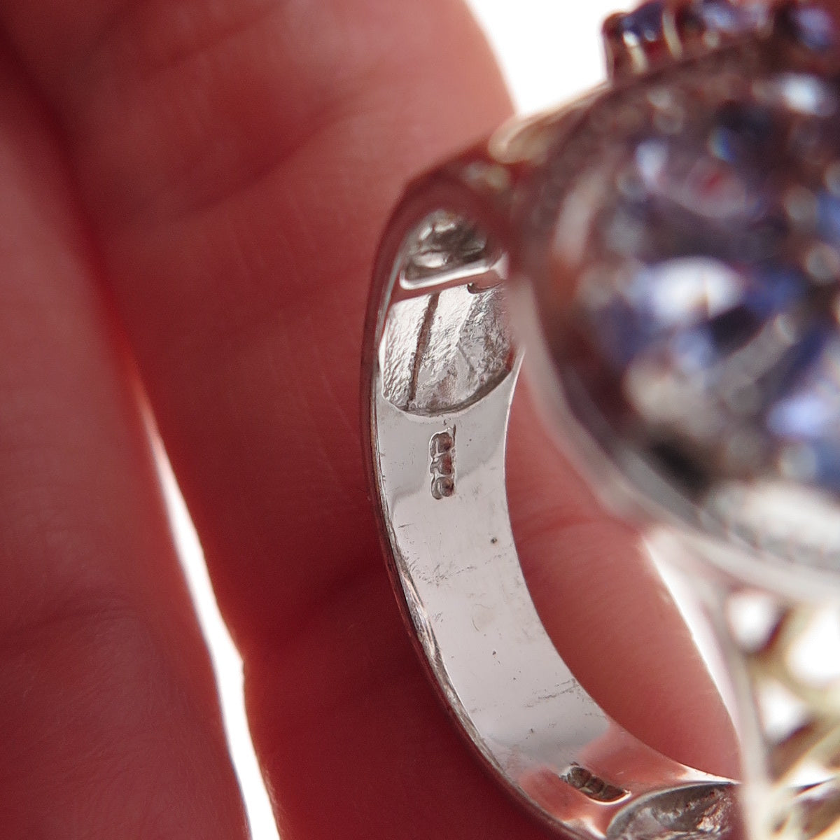 Chuck Clemency Sterling Silver 2-Tone Real Tanzanite & White Topaz Ring Size 8.5