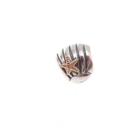 Pandora 925 Sterling Silver Gold Accent Sea Shell & Starfish Slide Bead Charm