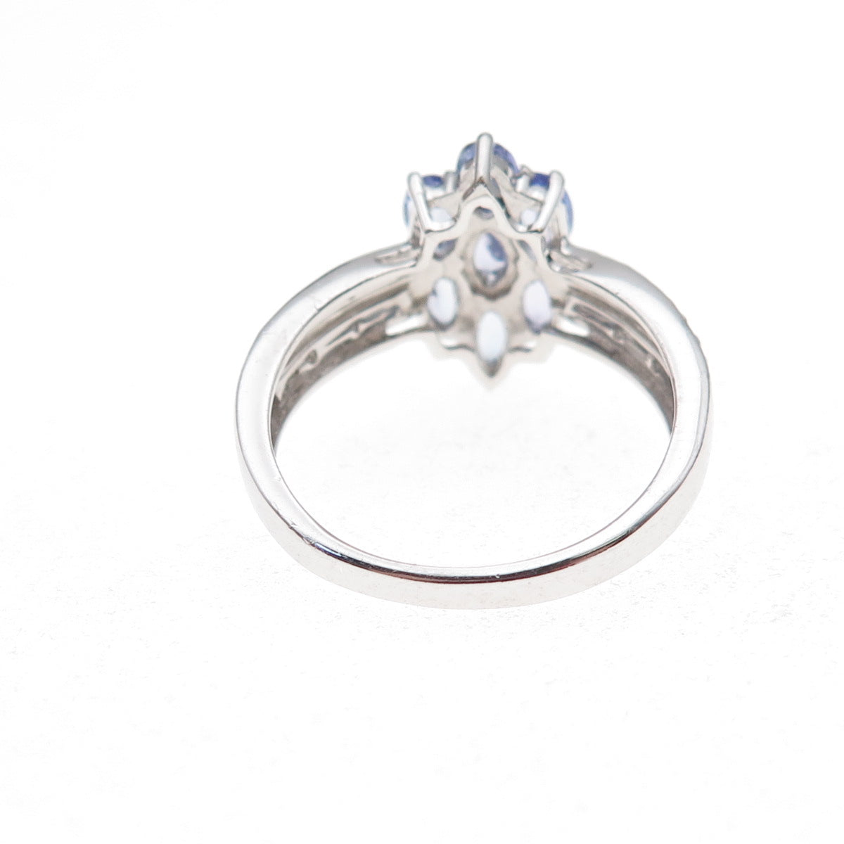 925 Sterling Silver Real Tanzanite & White Topaz Ring Size 8