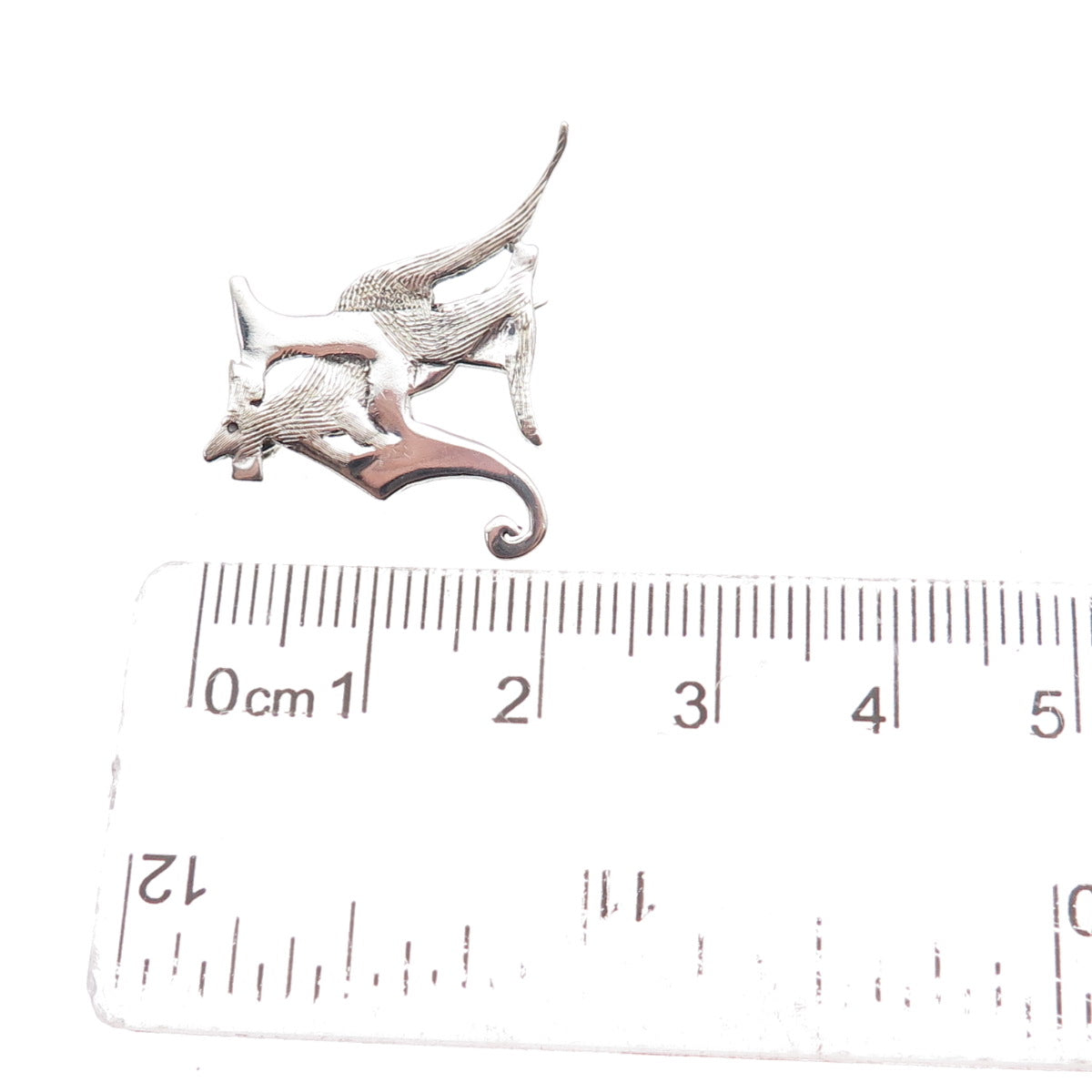 925 Sterling Silver Vintage Letter H Kangaroo Oxidized Pin Brooch