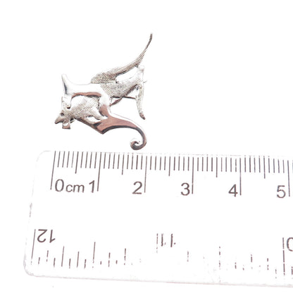 925 Sterling Silver Vintage Letter H Kangaroo Oxidized Pin Brooch