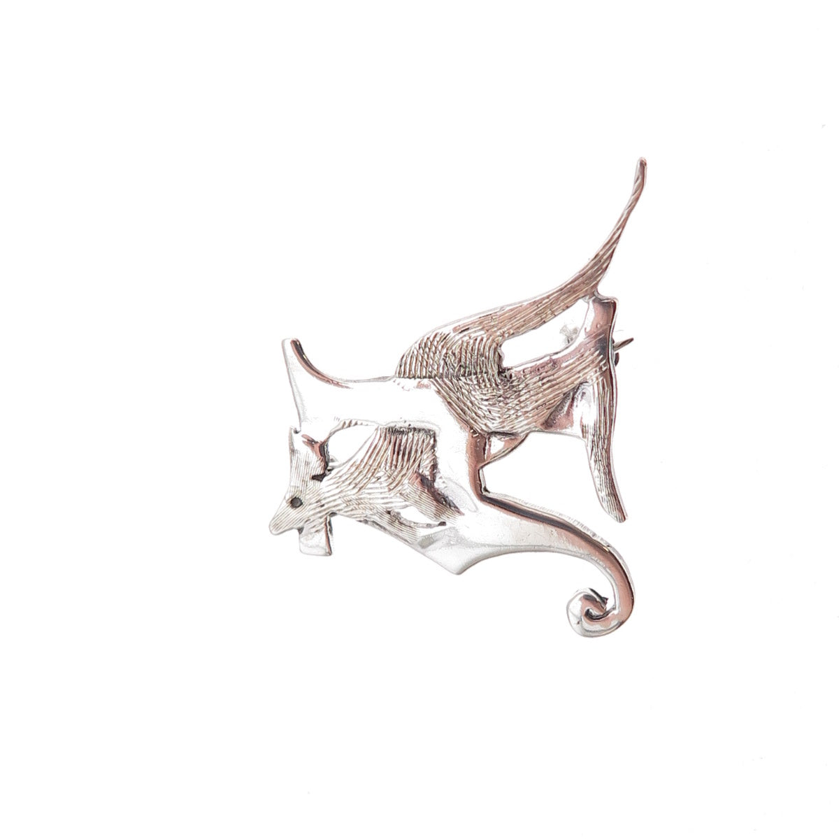 925 Sterling Silver Vintage Letter H Kangaroo Oxidized Pin Brooch