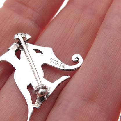 925 Sterling Silver Vintage Letter H Kangaroo Oxidized Pin Brooch