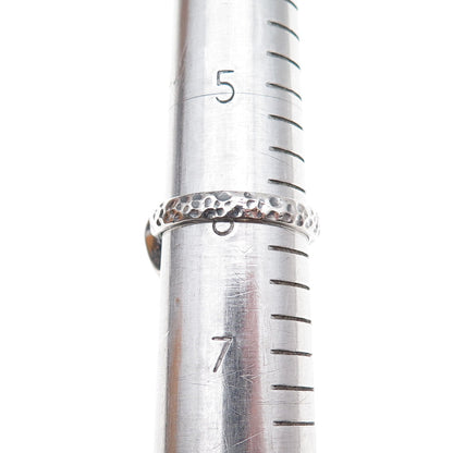 Lita 925 Sterling Silver Vintage Sea Glass Hammered Oxidized Ring Size 6