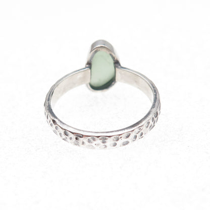Lita 925 Sterling Silver Vintage Sea Glass Hammered Oxidized Ring Size 6