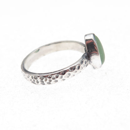 Lita 925 Sterling Silver Vintage Sea Glass Hammered Oxidized Ring Size 6