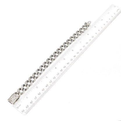 925 Sterling Silver Vintage Etched Floral Cuban Link Oxidized Bracelet 8.5"
