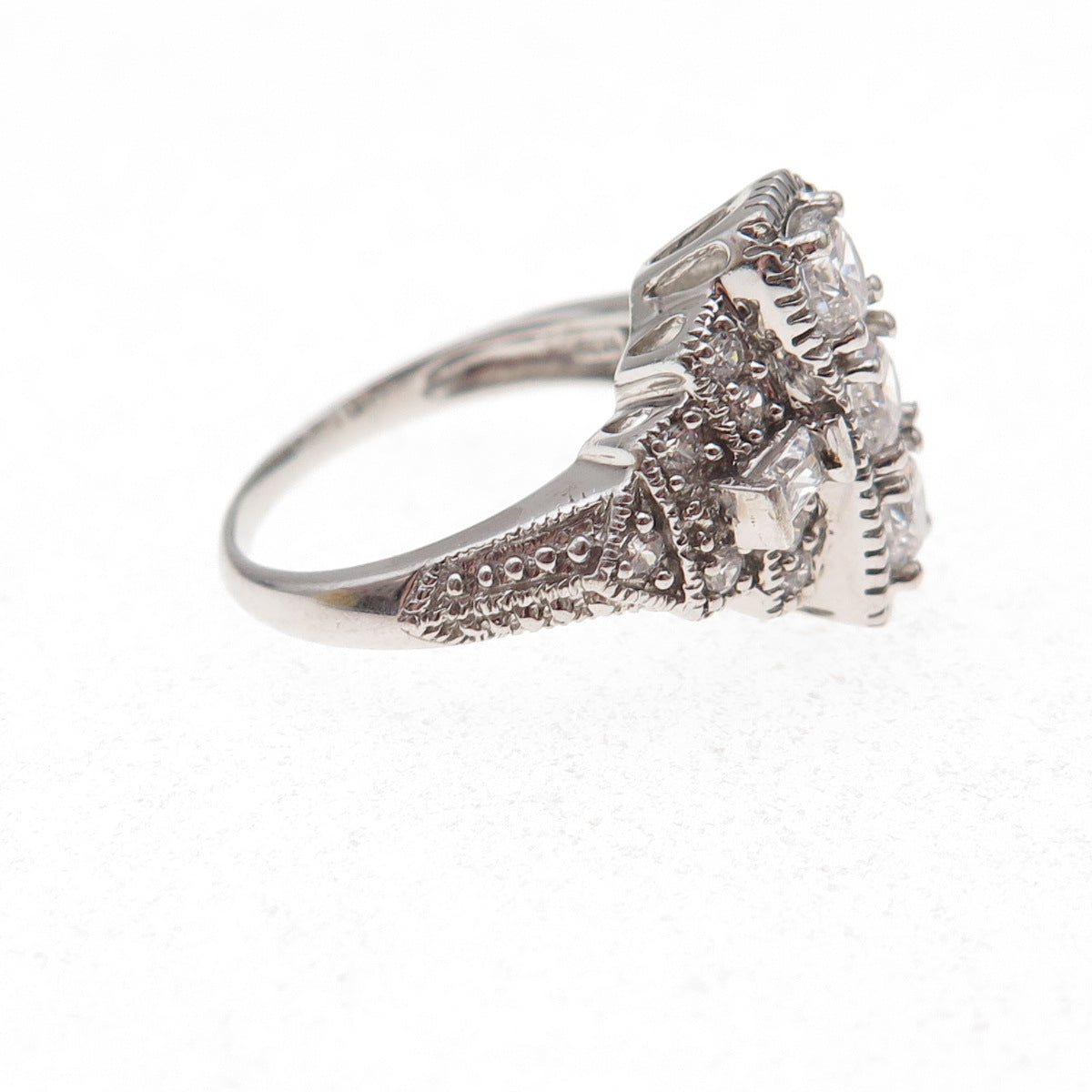 Meda 925 Sterling Silver Multi-Cut C Z Bohemian Ring Size 4.75