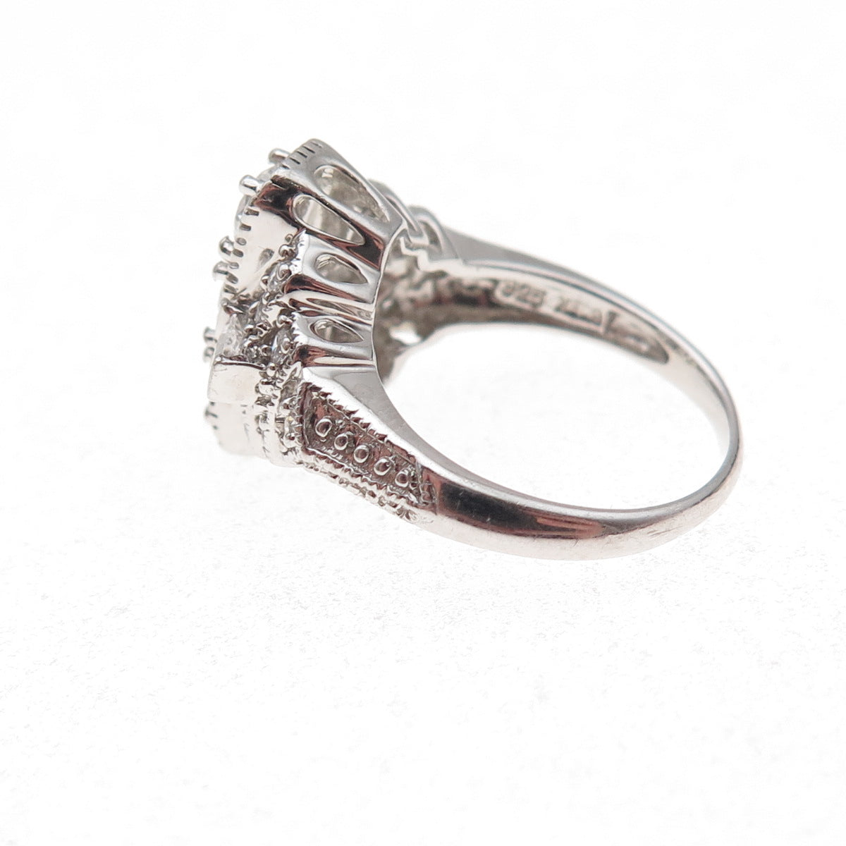 Meda 925 Sterling Silver Multi-Cut C Z Bohemian Ring Size 4.75