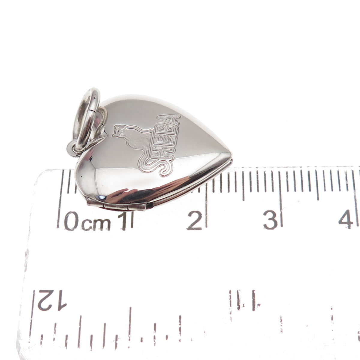 925 Sterling Silver Vintage Sheba Cat Heart Locket Charm Pendant