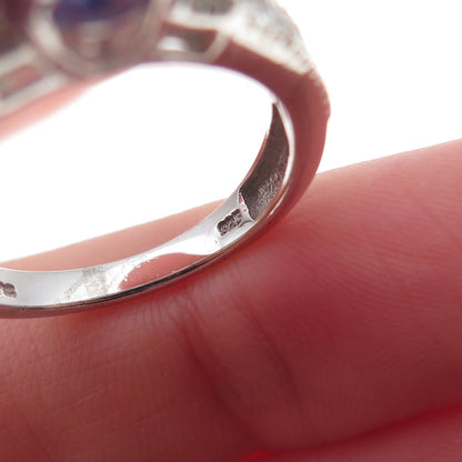 Chuck Clemency 925 Sterling Silver Real Tanzanite & White Topaz Ring Size 8.25