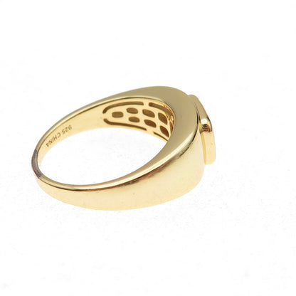925 Sterling Silver Gold Plated Radiant-Cut Pink C Z Ring Size 8