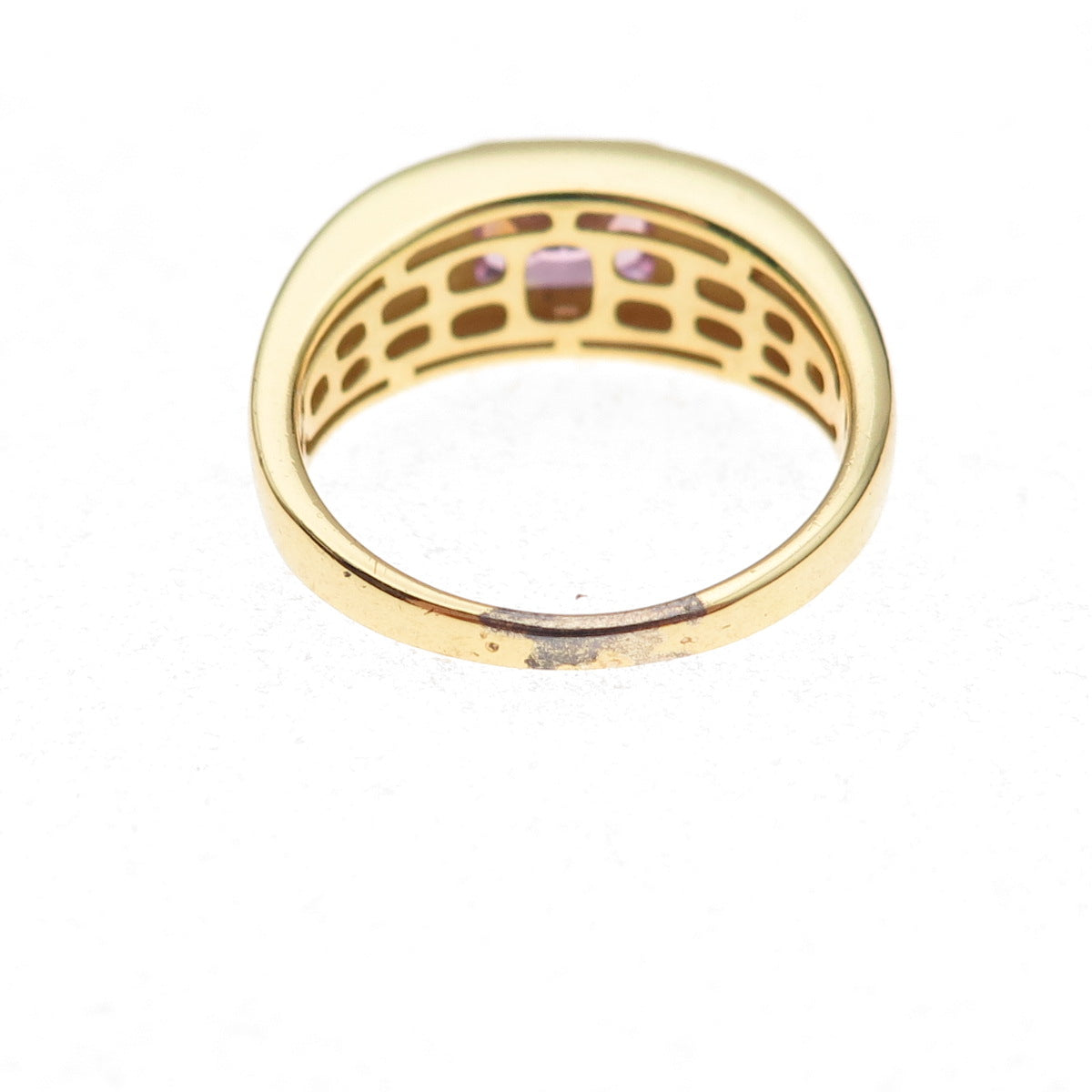 925 Sterling Silver Gold Plated Radiant-Cut Pink C Z Ring Size 8