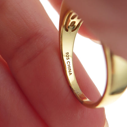 925 Sterling Silver Gold Plated Radiant-Cut Pink C Z Ring Size 8