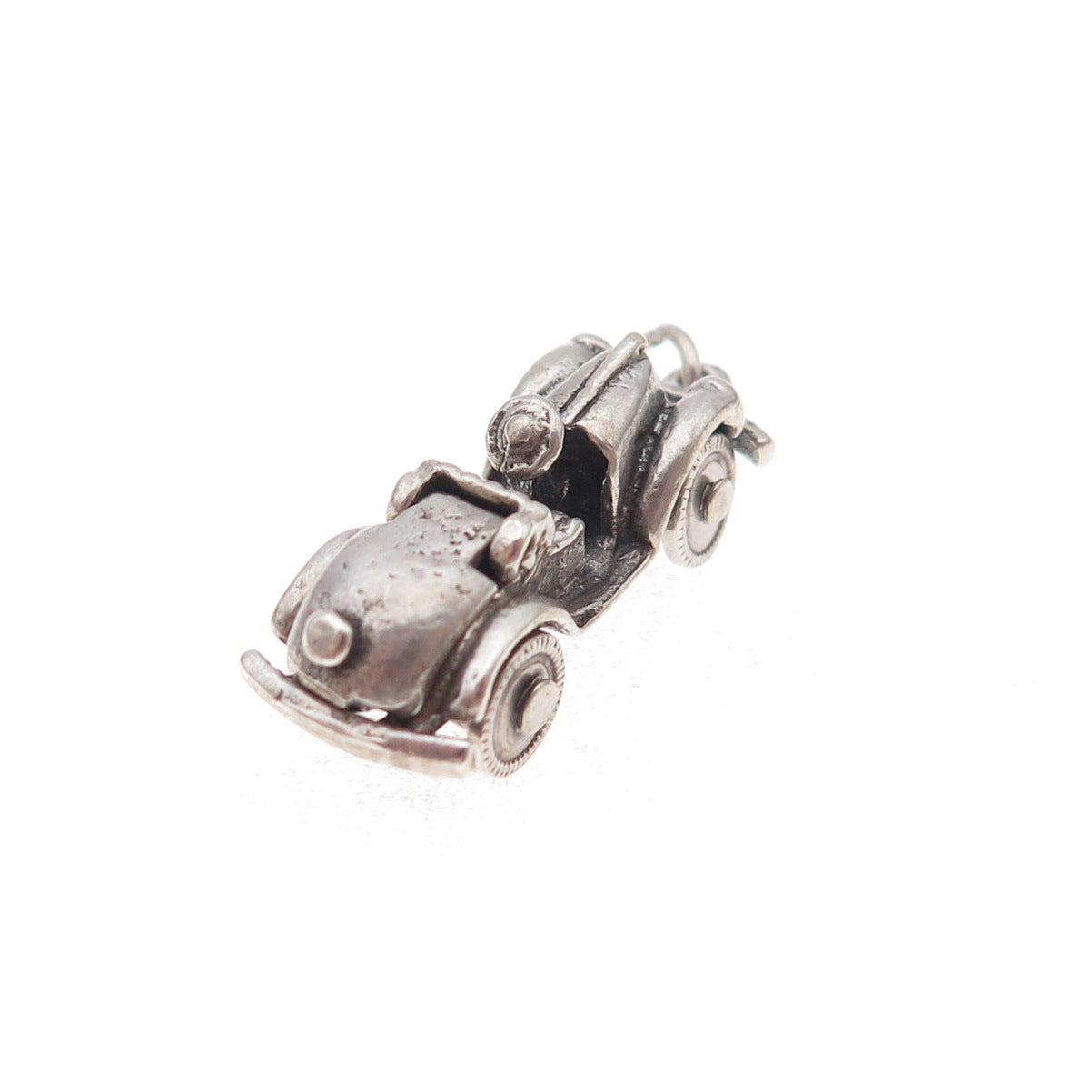 925 Sterling Silver Vintage Jalopy Touring Car Oxidized 3D Charm Pendant