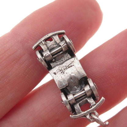 925 Sterling Silver Vintage Jalopy Touring Car Oxidized 3D Charm Pendant