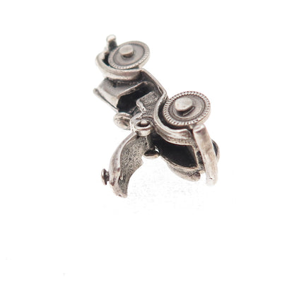925 Sterling Silver Vintage Jalopy Touring Car Oxidized 3D Charm Pendant