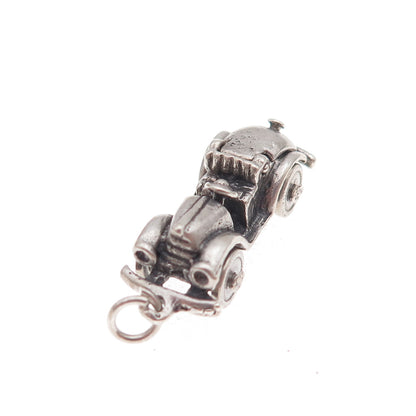 925 Sterling Silver Vintage Jalopy Touring Car Oxidized 3D Charm Pendant