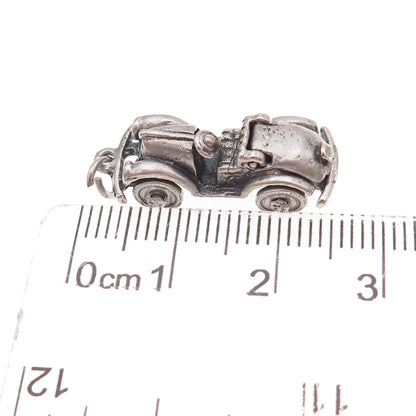 925 Sterling Silver Vintage Jalopy Touring Car Oxidized 3D Charm Pendant