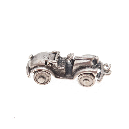 925 Sterling Silver Vintage Jalopy Touring Car Oxidized 3D Charm Pendant