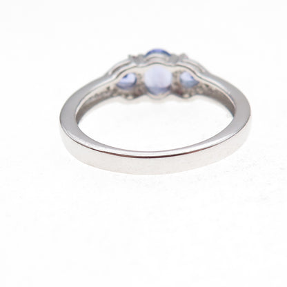 925 Sterling Silver Real Tanzanite Amethyst & White Topaz Ring Size 8