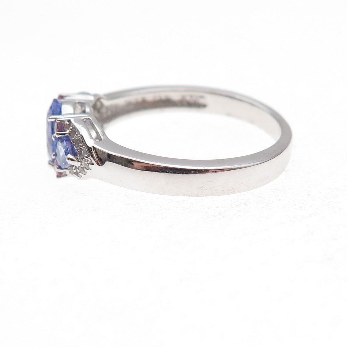 925 Sterling Silver Real Tanzanite Amethyst & White Topaz Ring Size 8