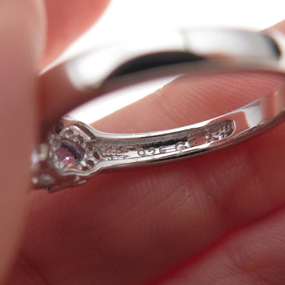 925 Sterling Silver Real Tanzanite Amethyst & White Topaz Ring Size 8