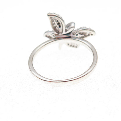 925 Sterling Silver Real Black & White Diamond Butterfly Ring Size 7
