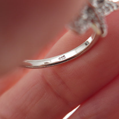925 Sterling Silver Real Black & White Diamond Butterfly Ring Size 7