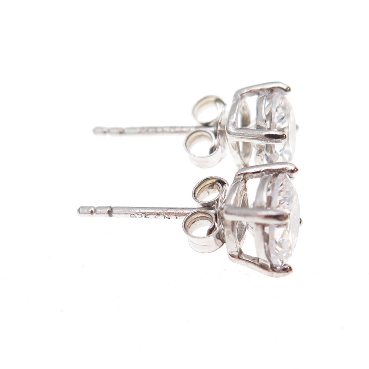 925 Sterling Silver Round-Cut C Z Stud Earrings