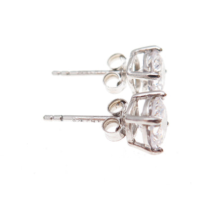 925 Sterling Silver Round-Cut C Z Stud Earrings