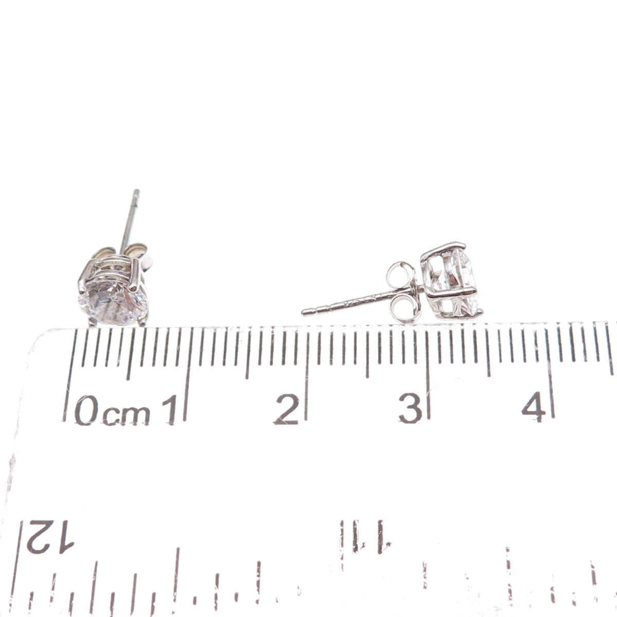 925 Sterling Silver Round-Cut C Z Stud Earrings