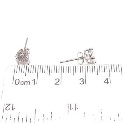 925 Sterling Silver Round-Cut C Z Stud Earrings