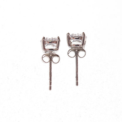 925 Sterling Silver Round-Cut C Z Stud Earrings