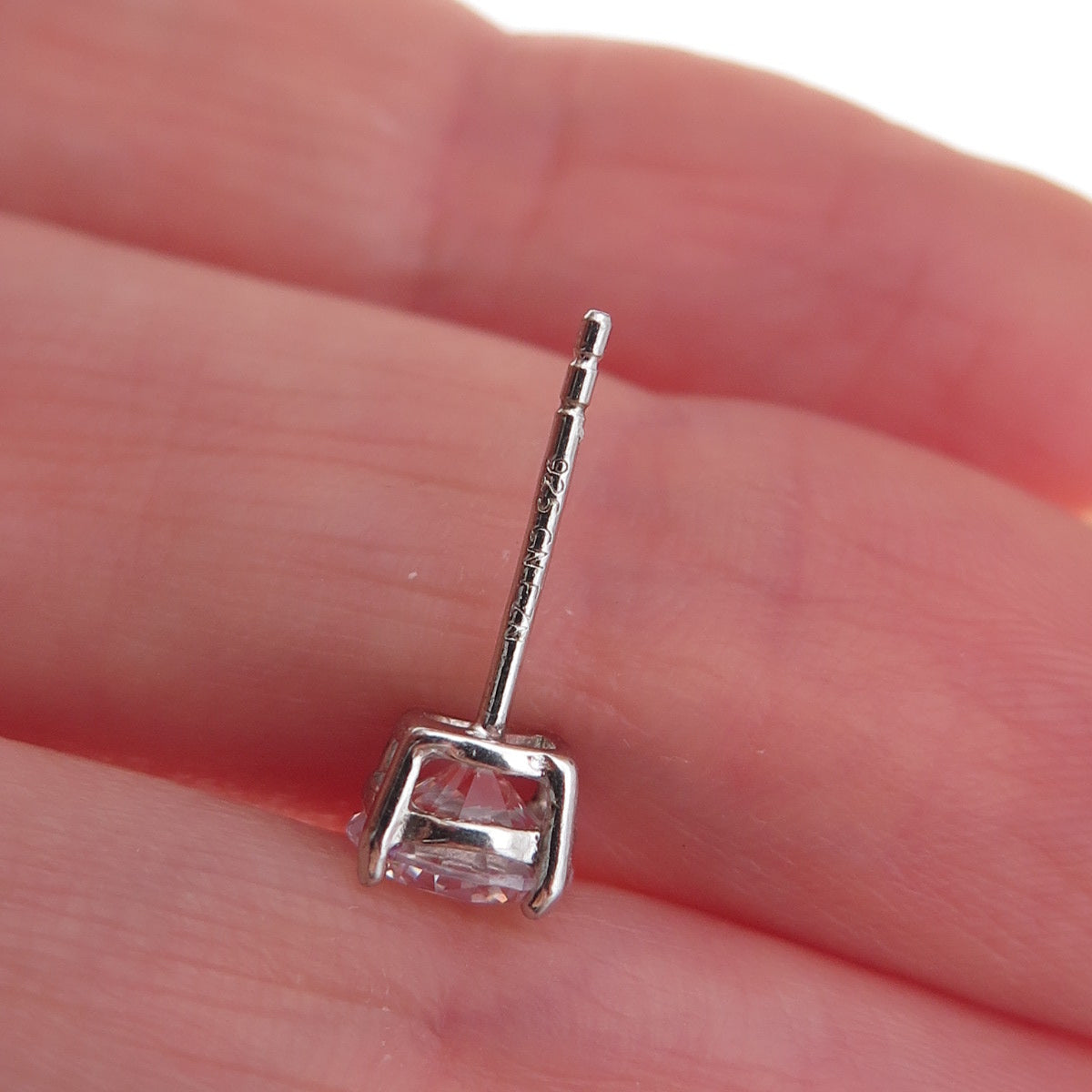 925 Sterling Silver Round-Cut C Z Stud Earrings
