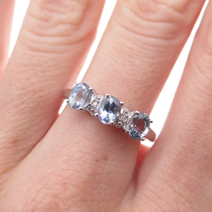 925 Sterling Silver Real Diamond & Tanzanite Ring Size 8