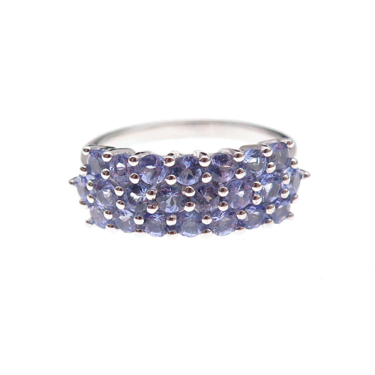 925 Sterling Silver Real Round-Cut Tanzanite Ring Size 8